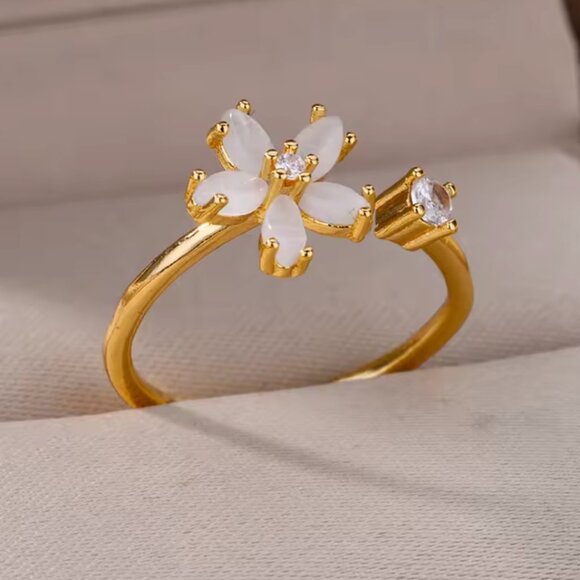 Infinity Opal Flower Ring - Picture 2 of 5